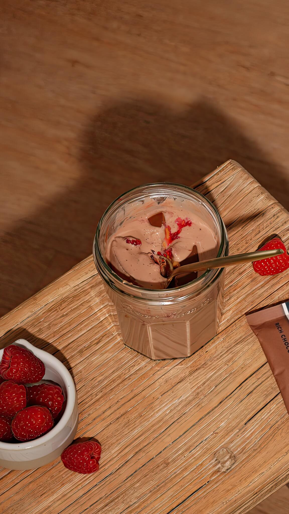 Choc Peanut Butter Raspberry Pudding - Nuzest UK