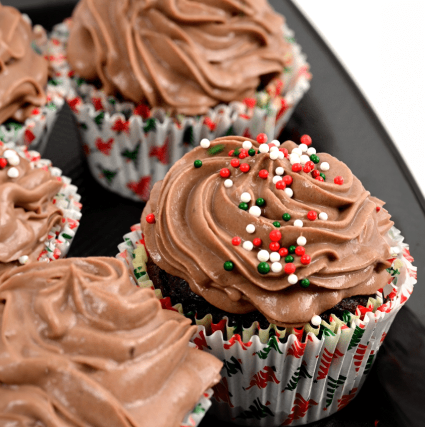 Flourless Festive Brownie Cupcakes With High Protein Frosting - Nuzest UK